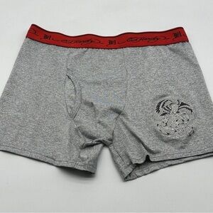Ed Hardy Logo Red Band Eagle Skull Snake Heather Grey Soft Boxers Men's